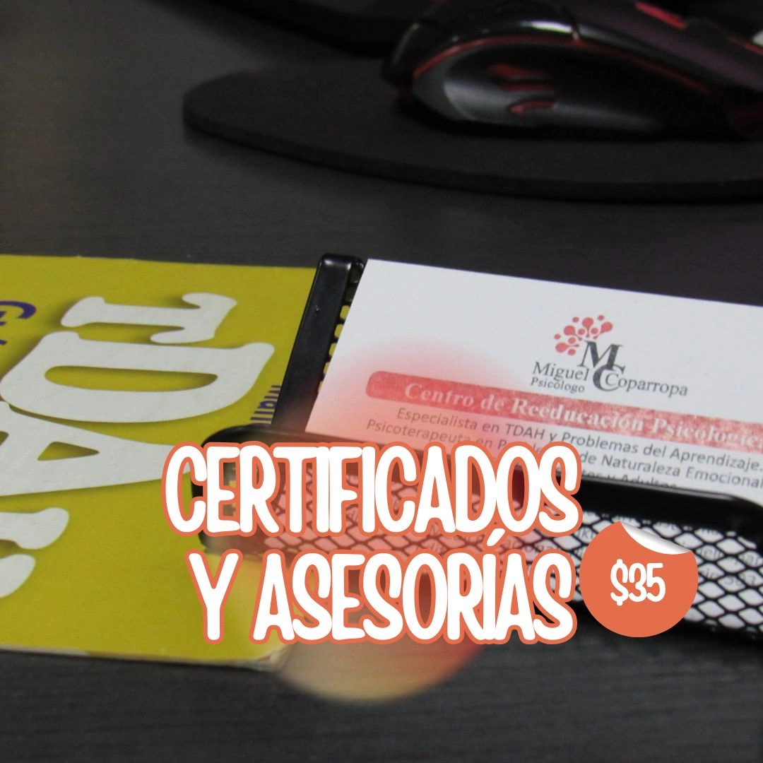 Certificados de salud mental y asesorías especializadas para padres, educadores y tutores
